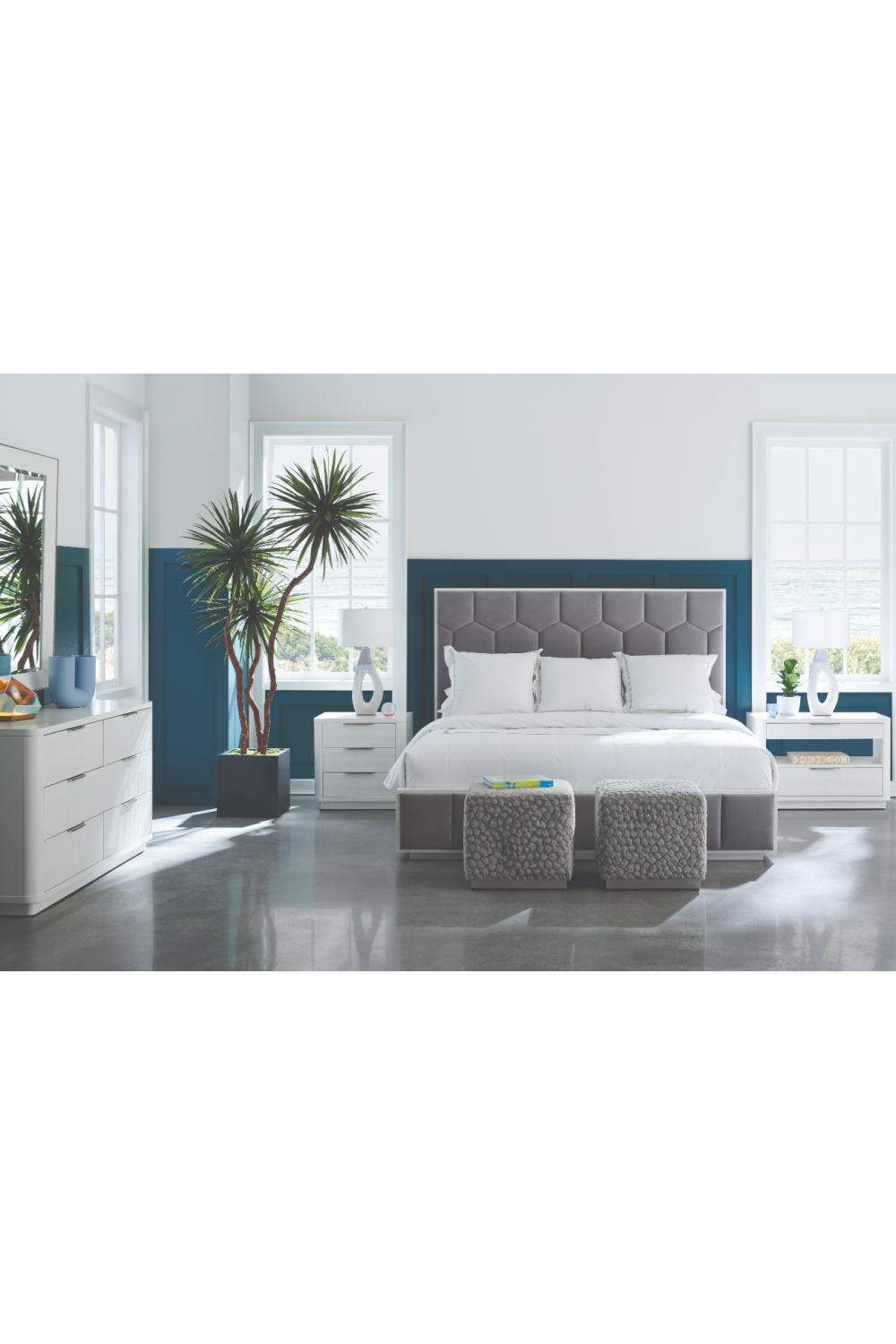 Gray Honeycomb Tufted California King Bed | Caracole Honey I'm Home | Oroa.com