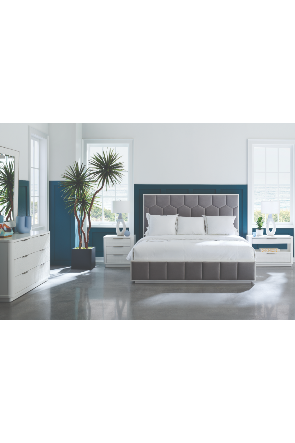 Gray Honeycomb Tufted California King Bed | Caracole Honey I'm Home | Oroa.com