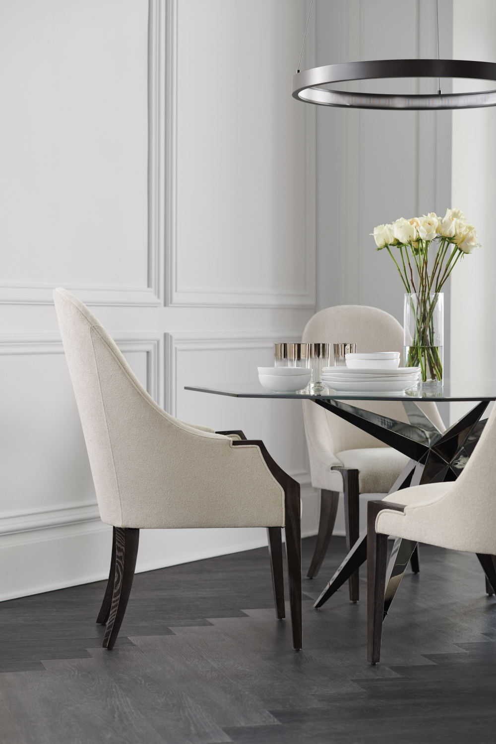 Cream Bouclé Dining Armchair | Caracole Time To Dine | Oroa.com