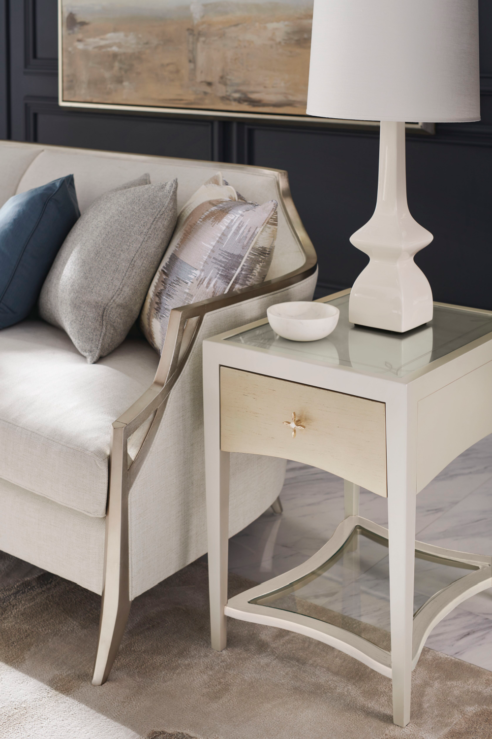 White 1-Drawer Side Table | Caracole Little Charm | Oroa.com