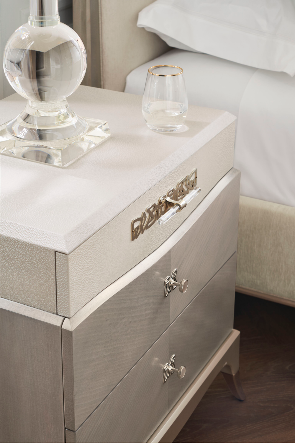 Gray Shagreen Modern Nightstand | Caracole Cadence | Oroa.com