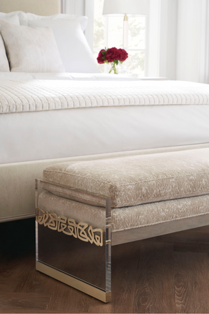 Cream Chenille Modern Bed | Caracole Crescendo | Oroa.com