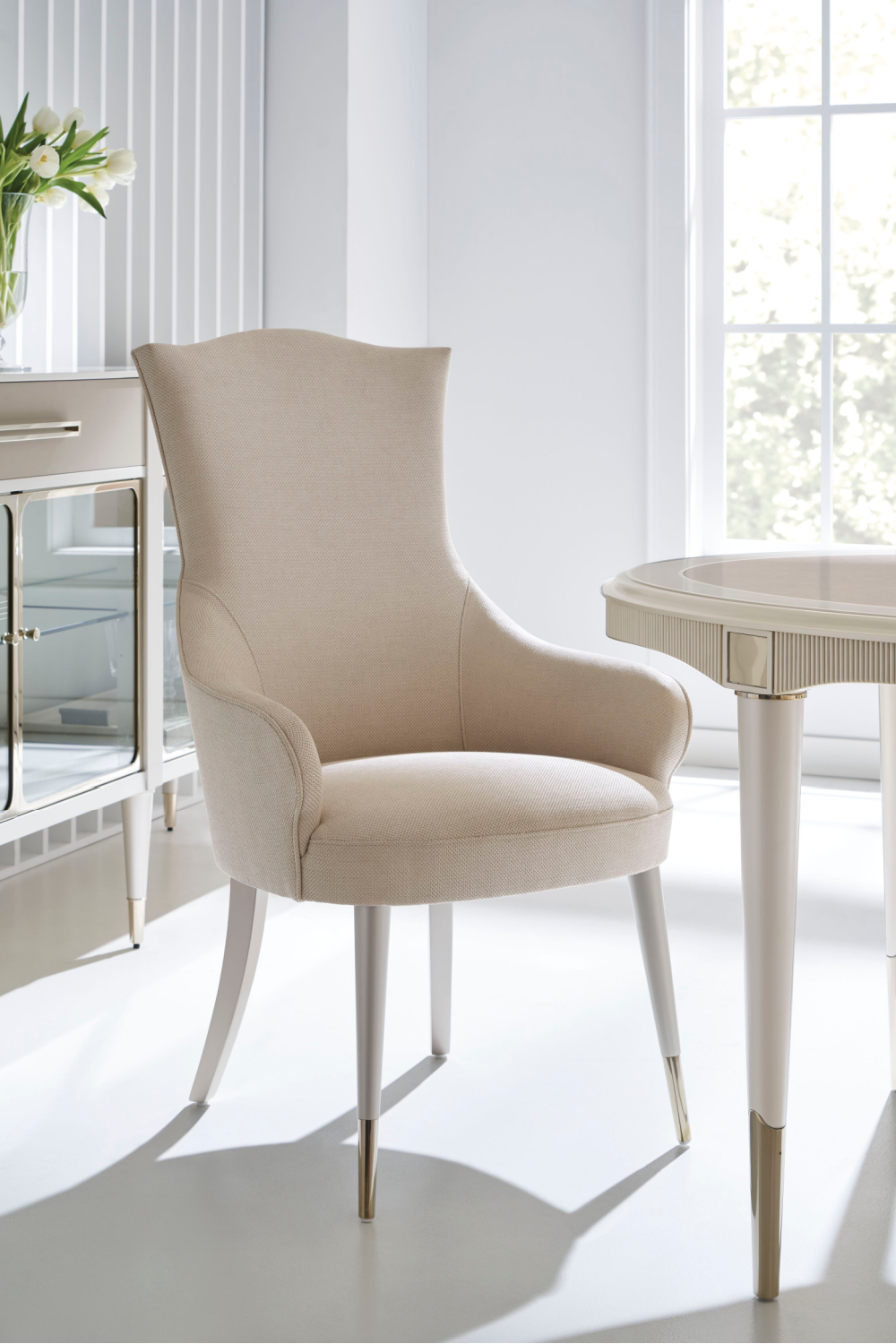 Camel-Back White Dining Chair | Caracole Cherub | Oroa.com