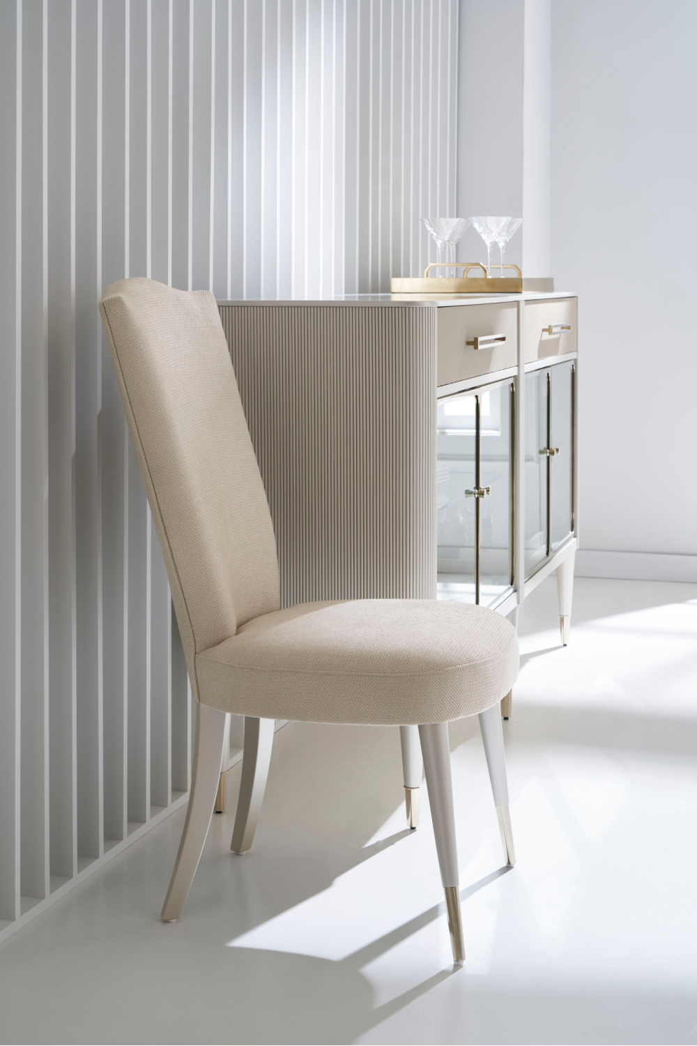 White Camel-Back Side Chair | Caracole Cherub | Oroa.com