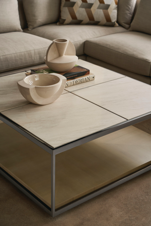 Cream Travertine Cocktail Table | Caracole Cartesian | Oroa.com