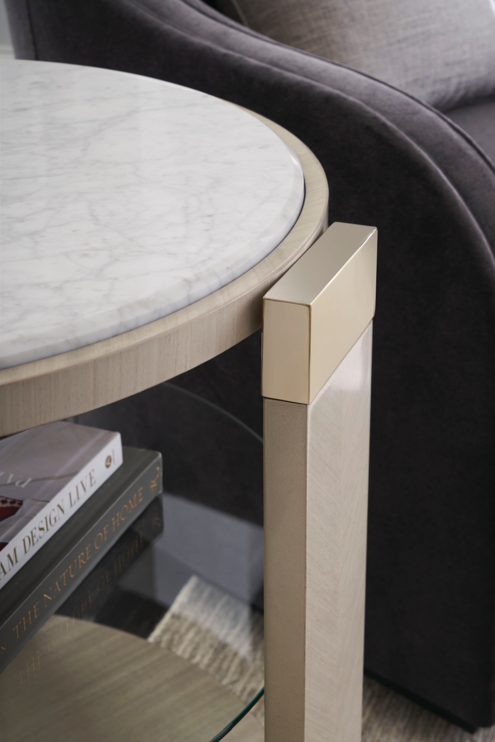 Round White Marble End Table | Caracole Oculus | Oroa.com