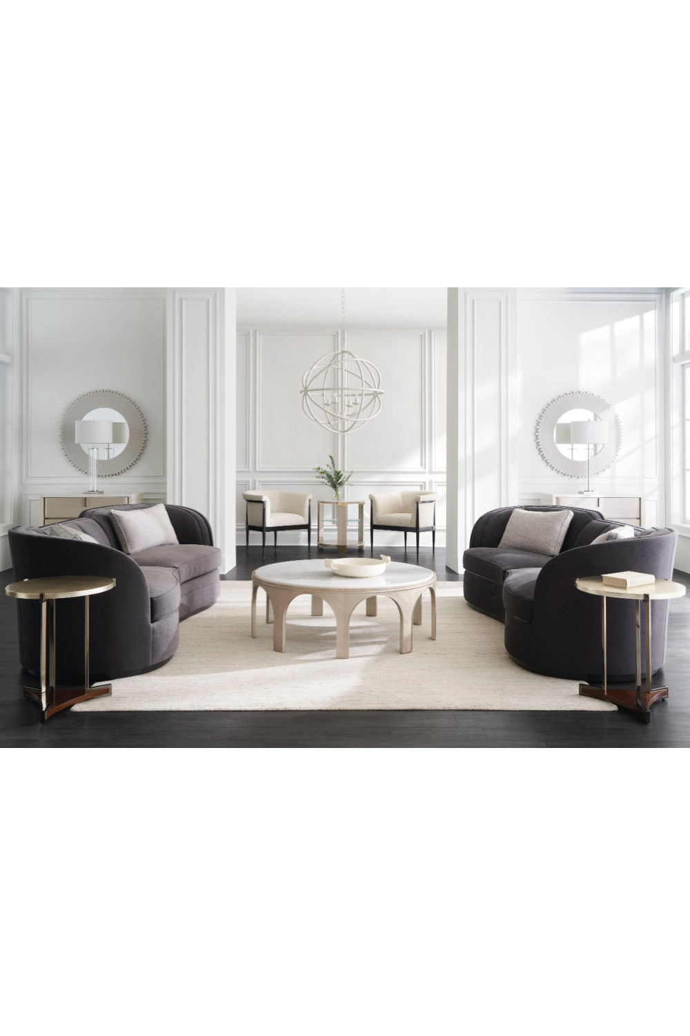 Round White Marble End Table | Caracole Oculus | Oroa.com