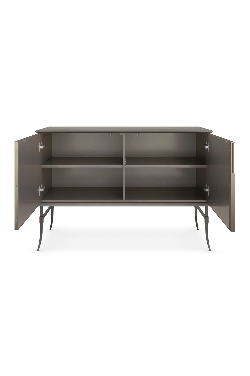 Studded Gray Suede Sideboard | Caracole Brass Tacks | Oroa.com