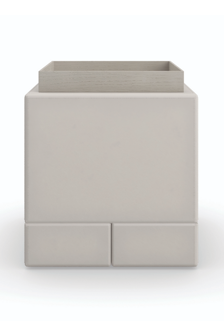 Taupe Leather Side Table | Caracole Bindi | Oroa.com