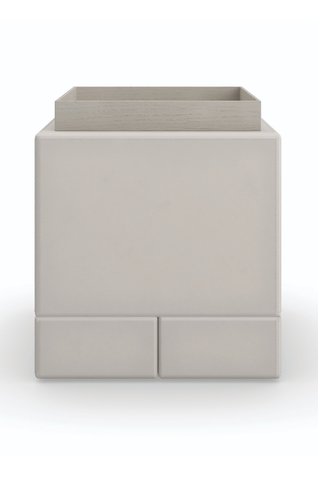 Taupe Leather Side Table | Caracole Bindi | Oroa.com