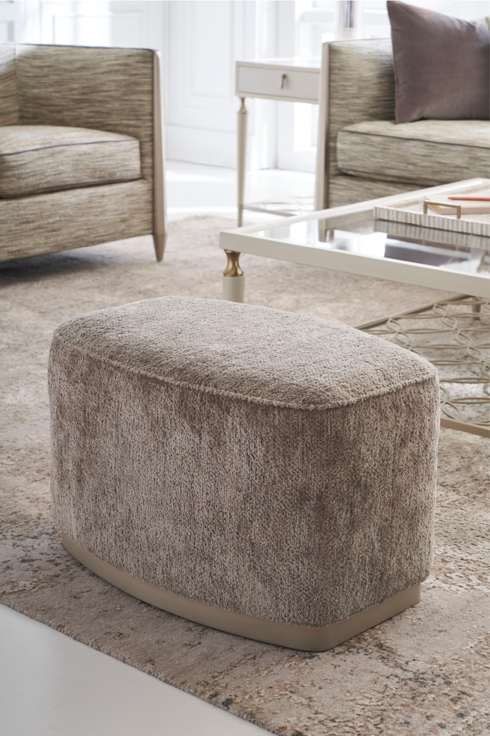 Gray Velvet Ottoman | Caracole Small Wonder | Oroa.com