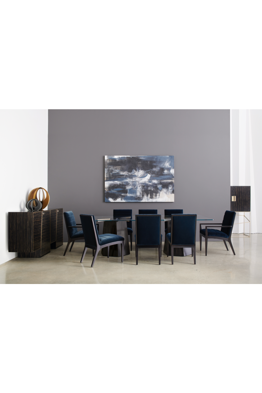 Blue Channeled Side Chair Set (2) | Caracole Edge | Oroa.com