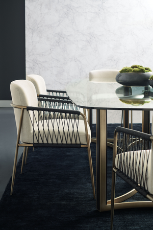 Black Cord Detail Dining Armchair | Caracole Remix | Oroa.com