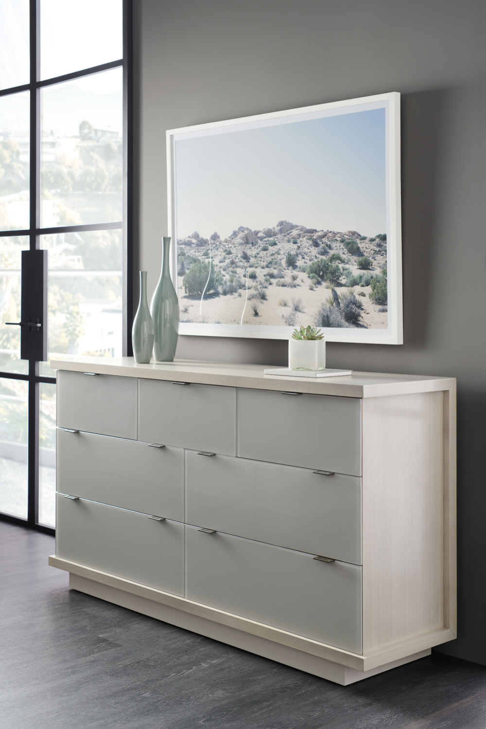 Ash Taupe Minimalist Dresser | Caracole Expressions | Oroa.com