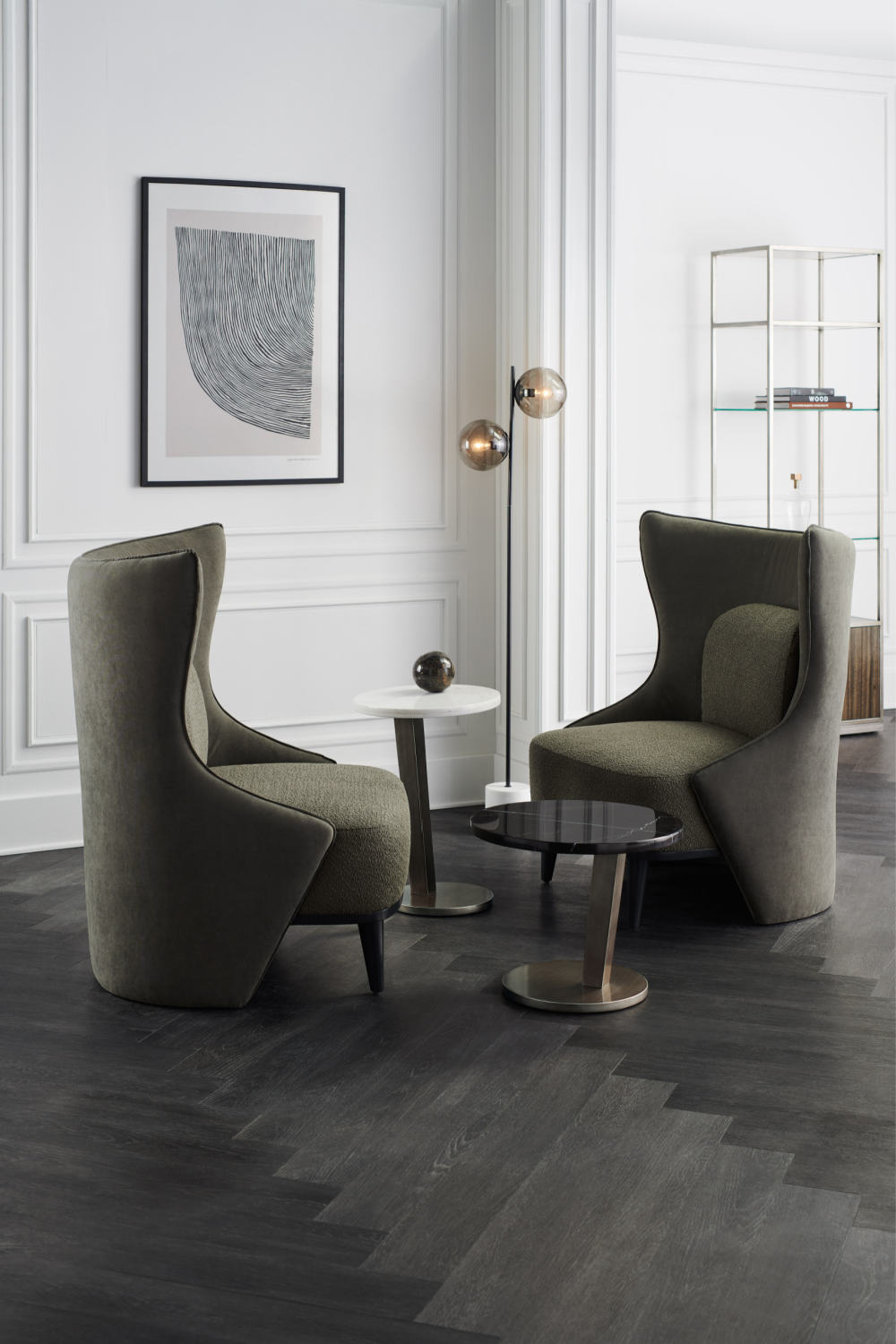 Gray Suede Wingback Chair | Caracole La Moda | Oroa.com