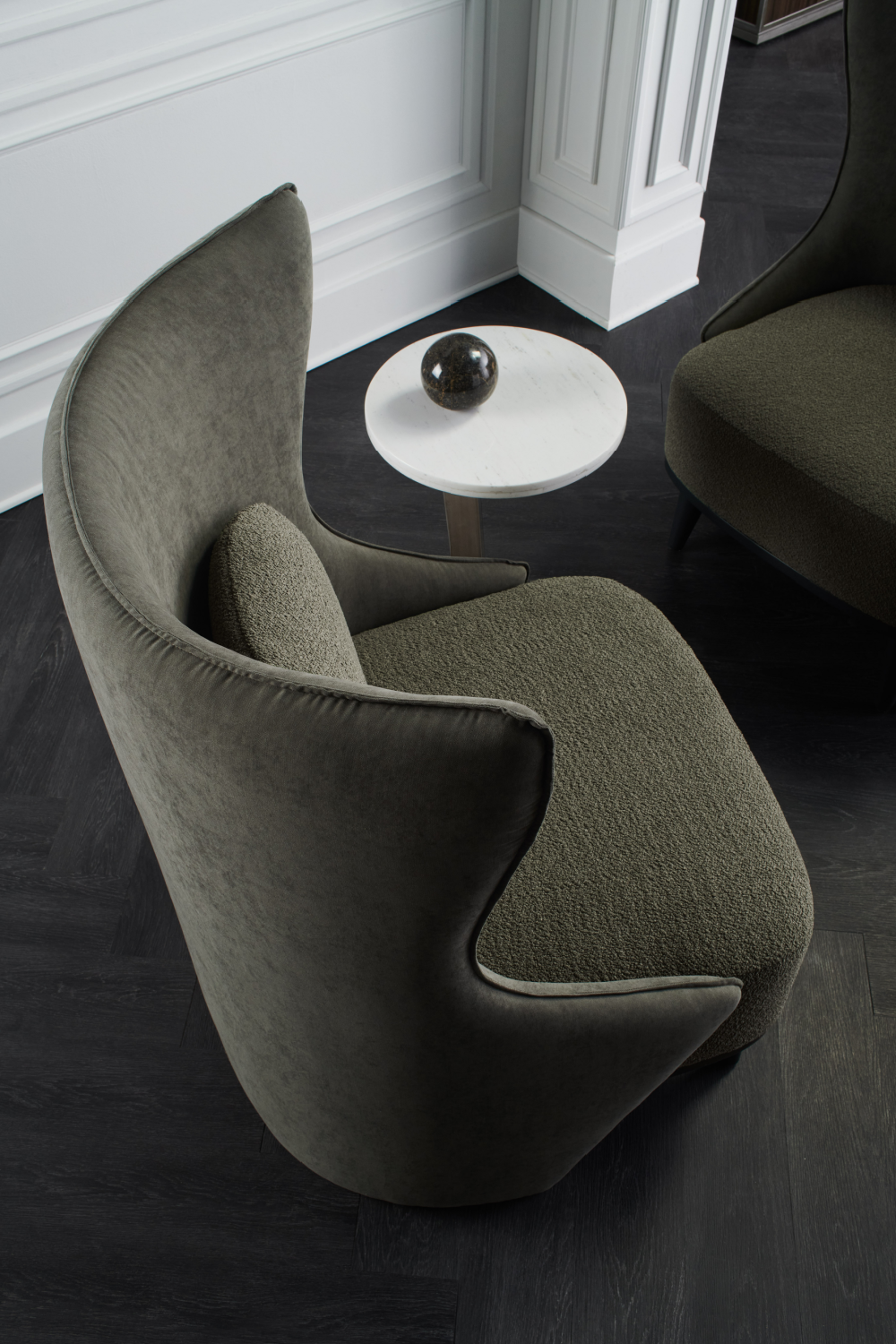 Gray Suede Wingback Chair | Caracole La Moda | Oroa.com