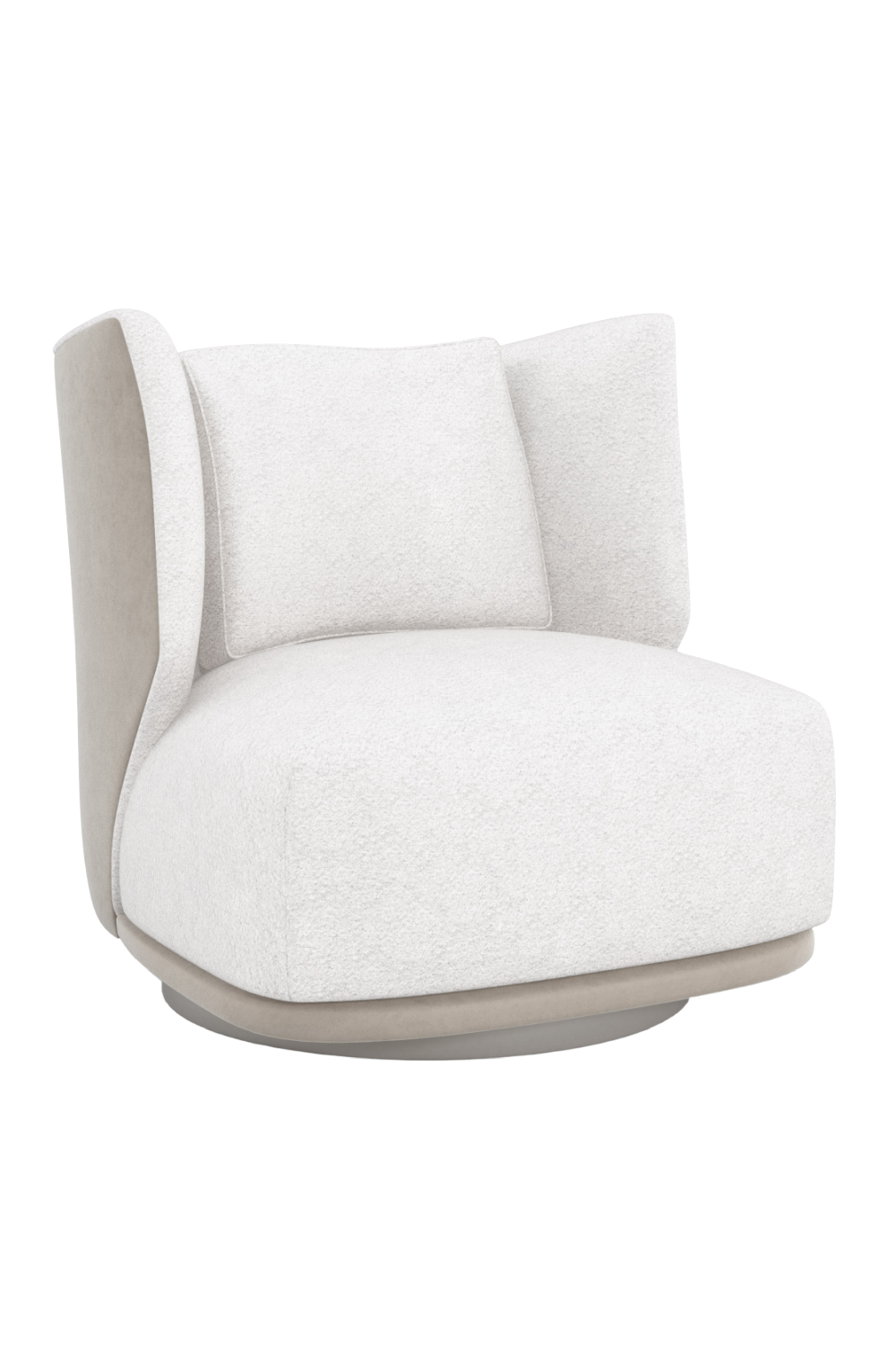 White Bouclé Swivel Chair | Caracole Seville | Oroa.com