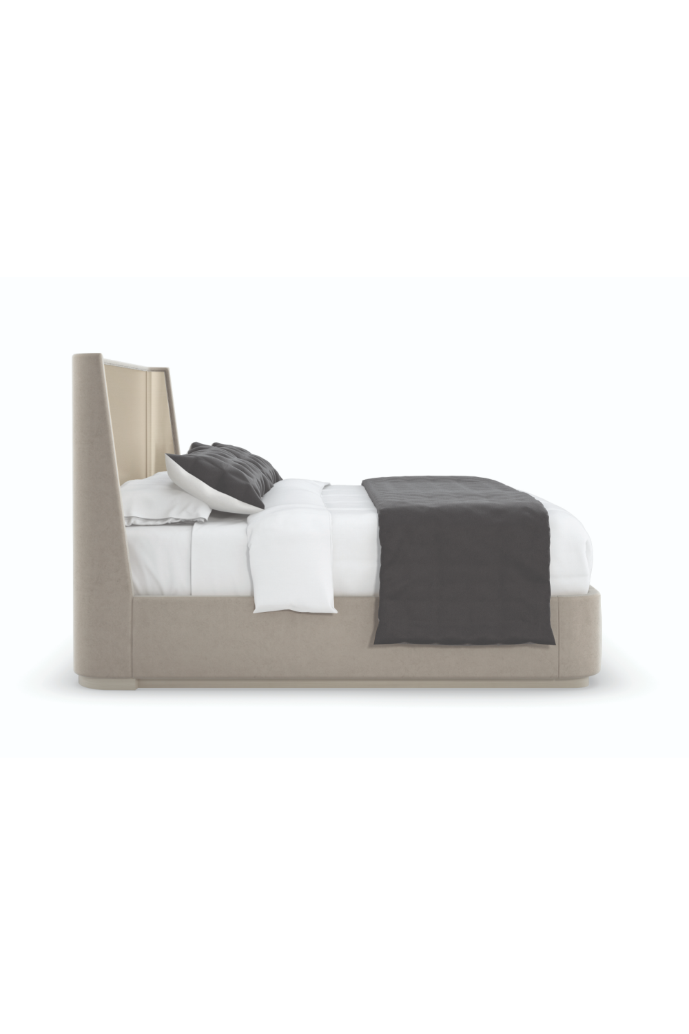 Beige Suede Upholstered California King Bed | Caracole Da Vita | Oroa.com