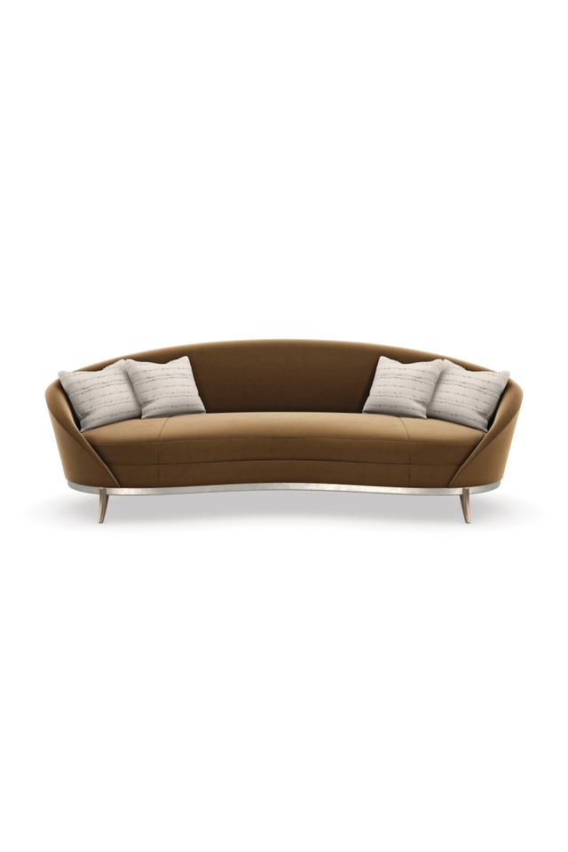 Brown Velvet Curved Sofa | Caracole Main Event | Oroa.com