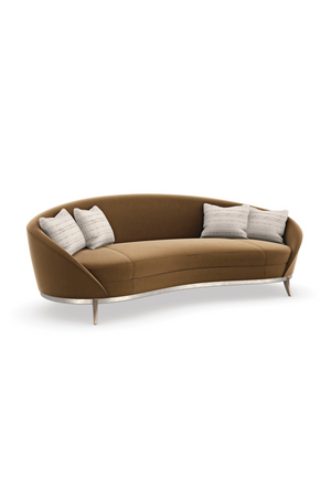 Brown Velvet Curved Sofa | Caracole Main Event | Oroa.com