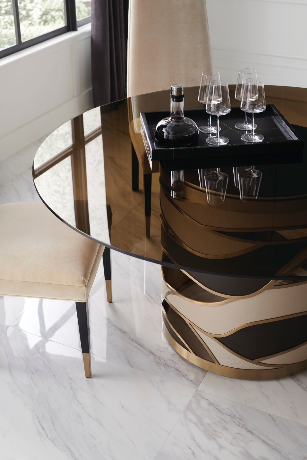 Modern Glass Dining Table | Caracole View From The Top | Oroa.com