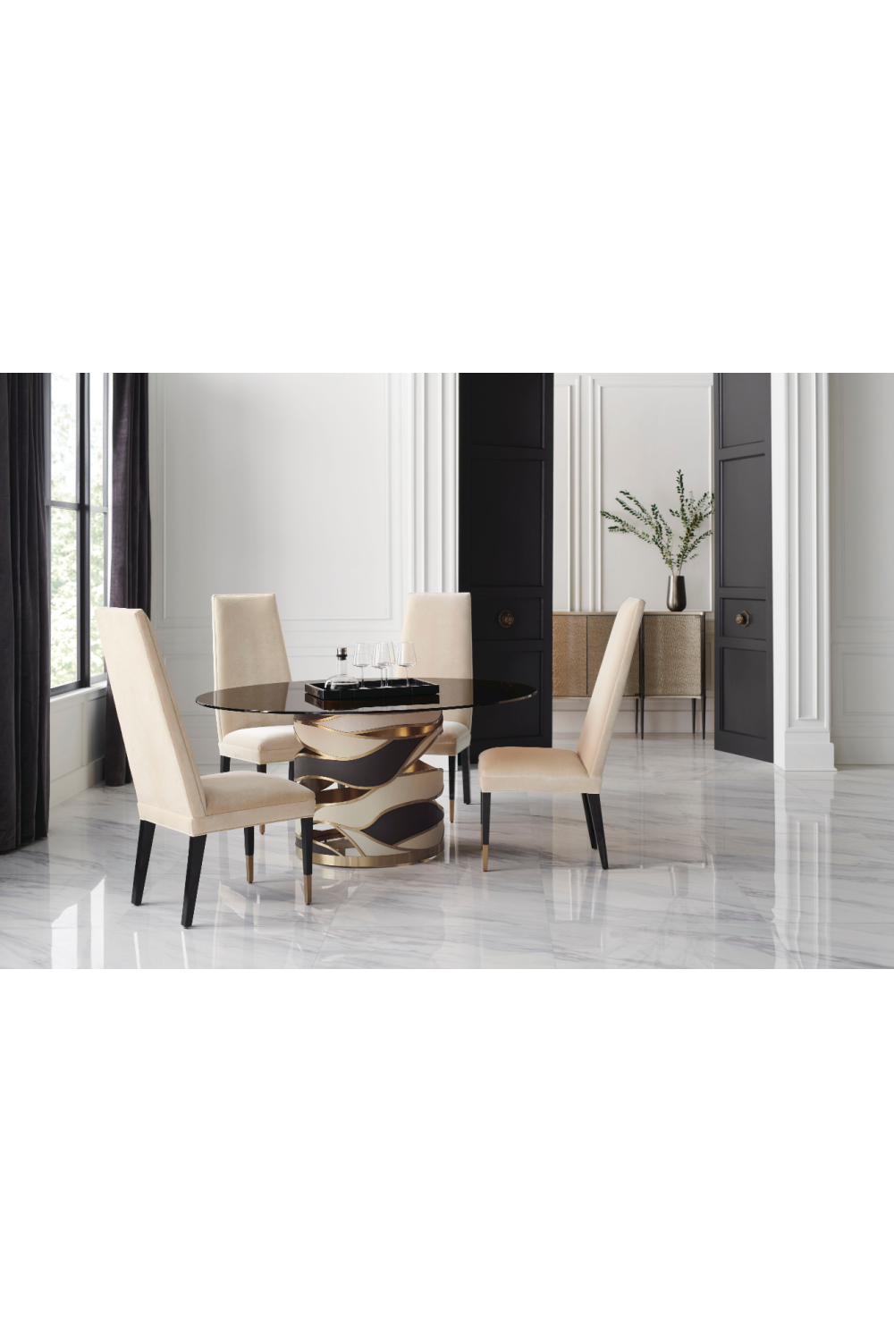 Cream Velvet Dining Chair | Caracole The Masters | Oroa.com