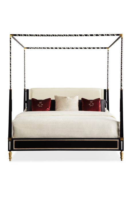Black Leather Canopy Bed | Caracole The Couturier | Oroa.com