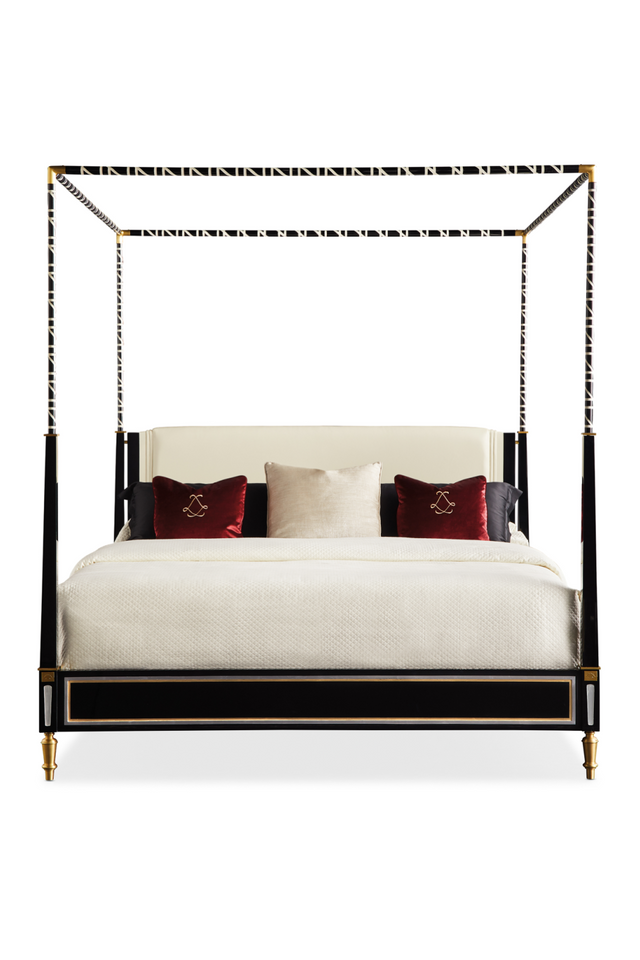 Black Leather Canopy Bed | Caracole The Couturier | Oroa.com
