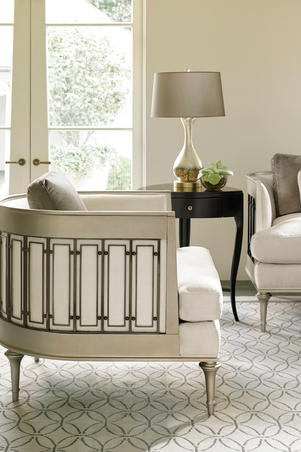 Wraparound Tungsten Sofa | Caracole Quit Your Metal-ing | Oroa.com