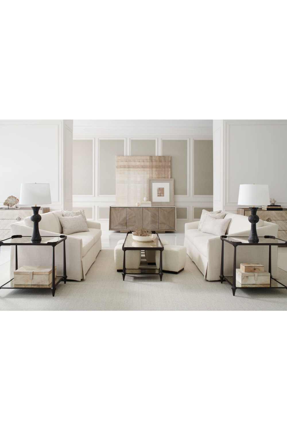 White Square Ottoman | Caracole Marshmallow | Oroa.com