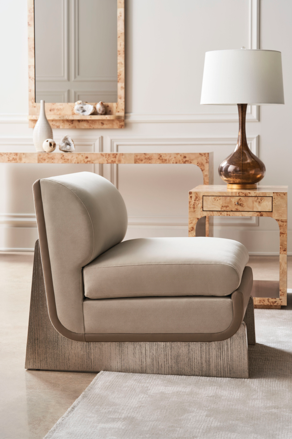 Taupe Velvet Accent Chair | Caracole You Sleigh Me | Oroa.com