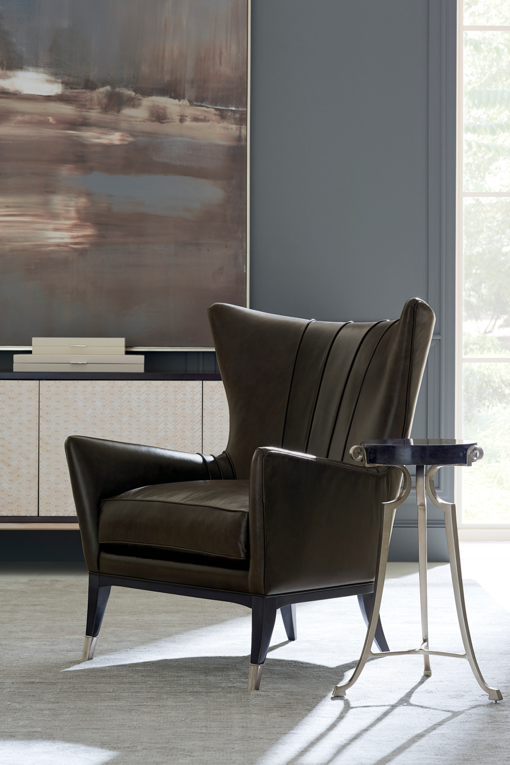 Brown Leather Wingback Chair | Caracole So Welt Done | Oroa.com