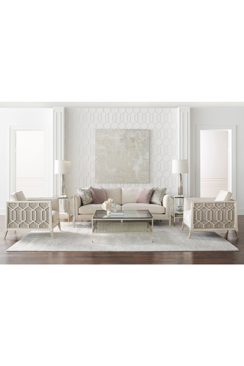 Cream Carved Modern Sofa | Caracole Just Duet | Oroa.com