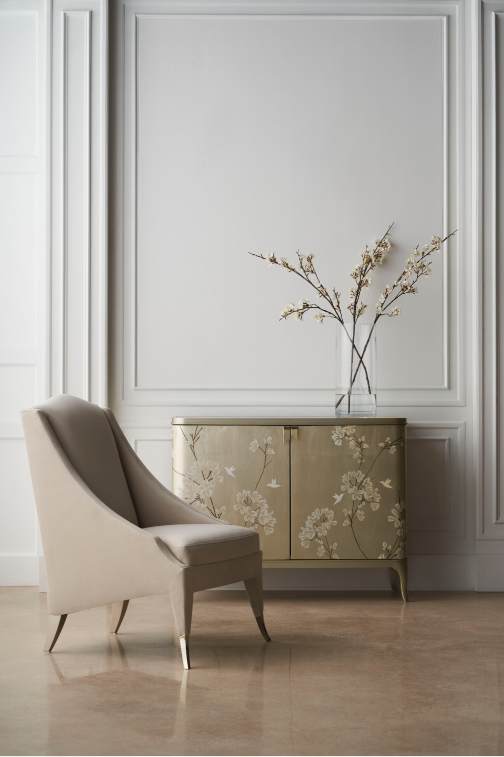 Cream Velvet Accent Chair | Caracole Let It Steep | Oroa.com