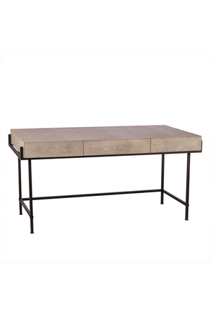 Cream Shagreen Desk with Wooden Drawers | Andrew Martin Mabel