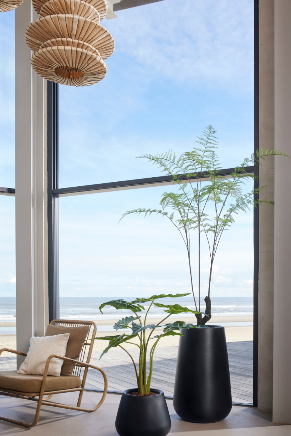 Decorative Potted Faux Plant Set (2) | Emerald Fern Forest On Trunk | Oroa.com