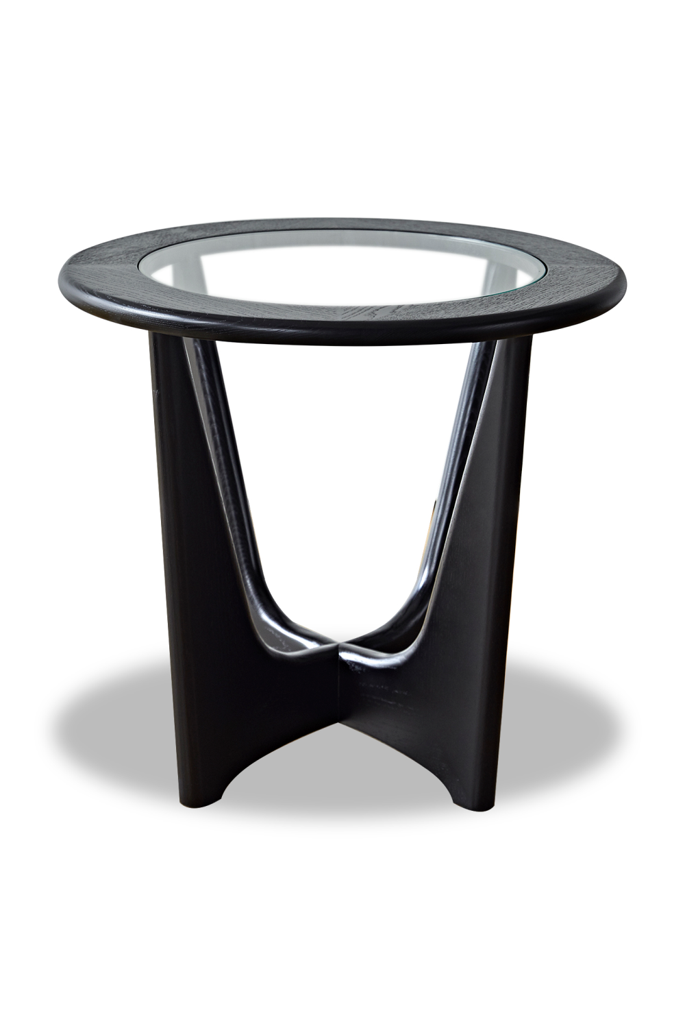 Glass Top Black Wooden Side Table | Liang & Eimil Sculpto | OROA.com