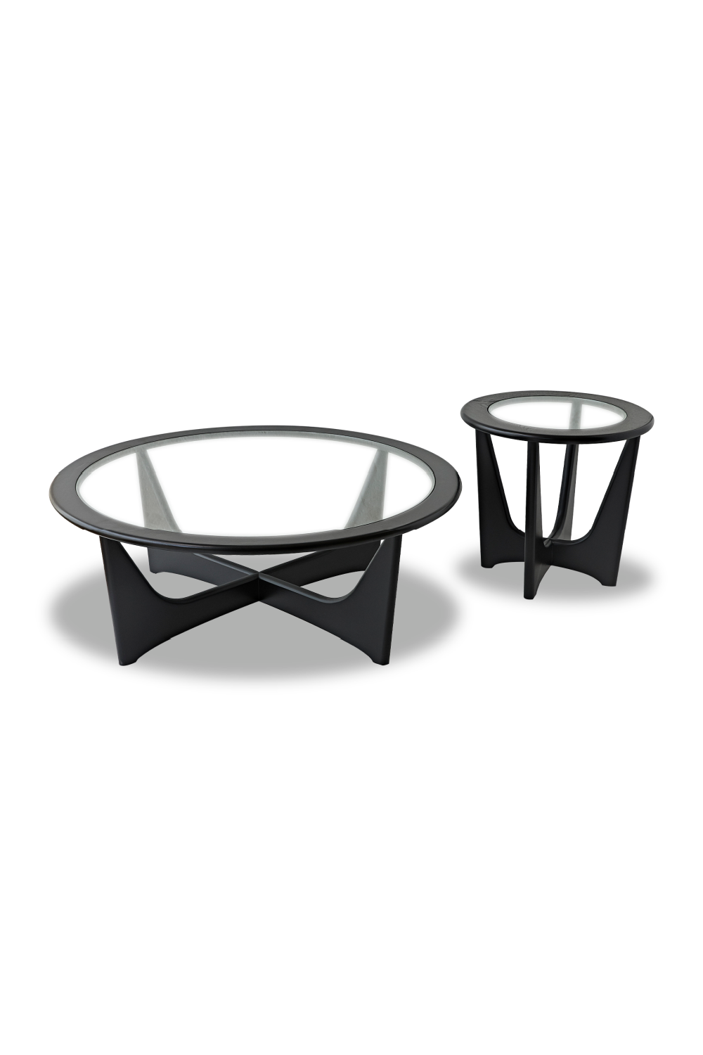 Glass Top Black Wooden Side Table | Liang & Eimil Sculpto | OROA.com