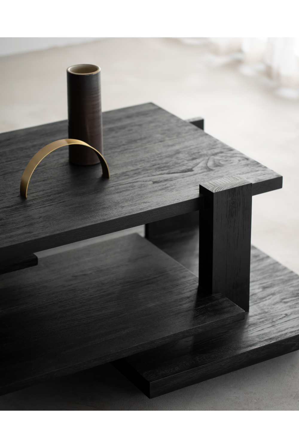 Black Teak Architectural Coffee Table | Ethnicraft Abstract | OROA.com