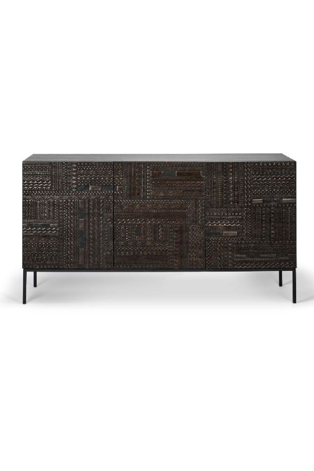 Black Teak Carved Sideboard | Ethnicraft Tabwa | OROA