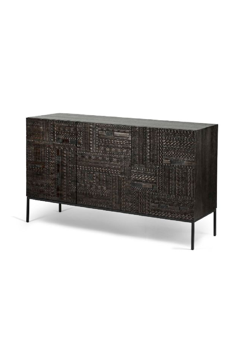 Black Teak Carved Sideboard | Ethnicraft Tabwa | OROA