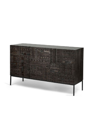 Black Teak Carved Sideboard | Ethnicraft Tabwa | OROA