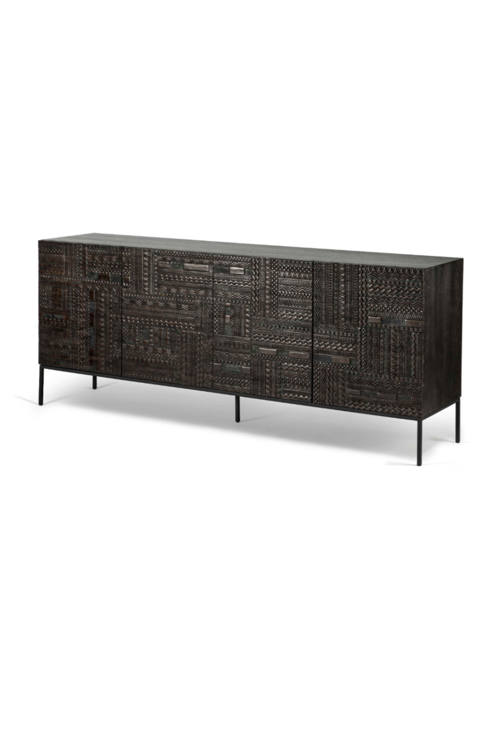 Black Teak Carved Sideboard | Ethnicraft Tabwa | OROA