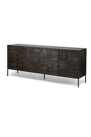 Black Teak Carved Sideboard | Ethnicraft Tabwa | OROA
