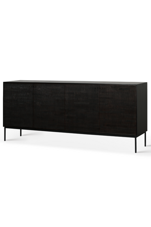 Varnished Teak Black Sideboard | Ethnicraft Grooves | OROA.com