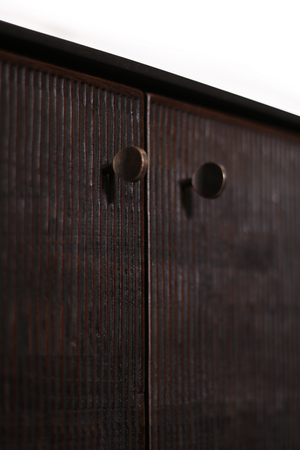 Varnished Teak Black Sideboard | Ethnicraft Grooves | OROA.com