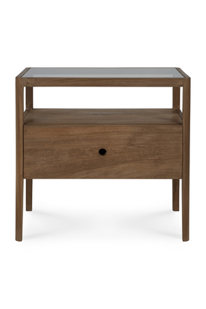 Glass Top Teak Nightstand | Ethnicraft Spindle | Oroa.com