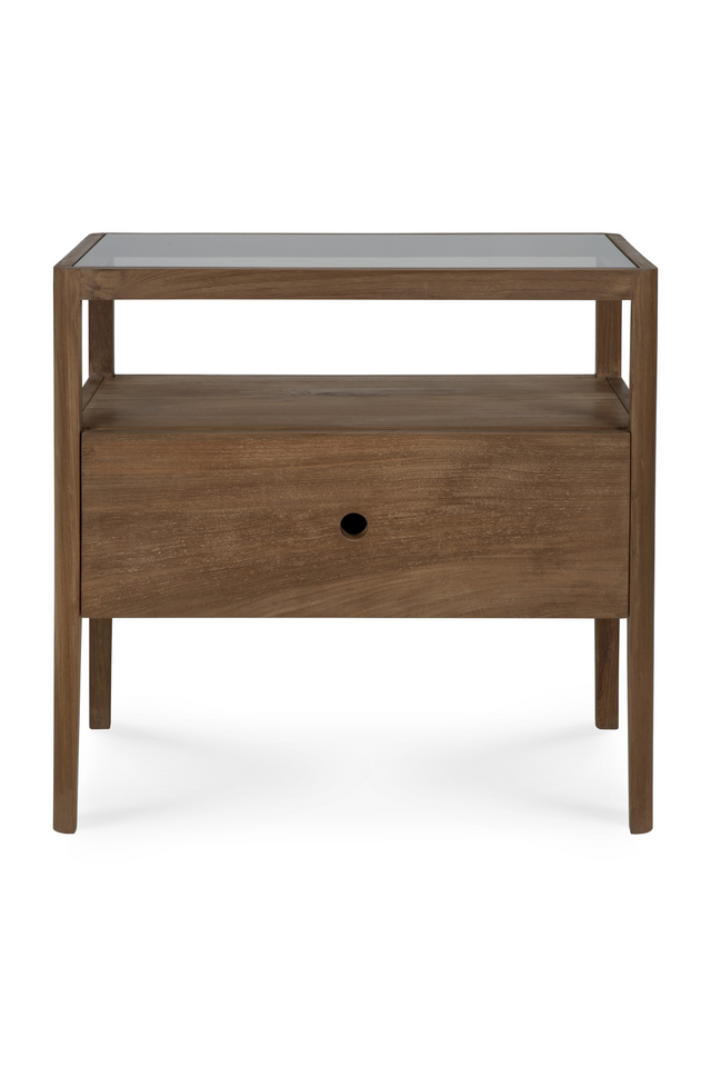 Glass Top Teak Nightstand | Ethnicraft Spindle | Oroa.com