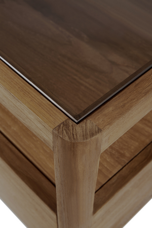 Glass Top Teak Nightstand | Ethnicraft Spindle | Oroa.com