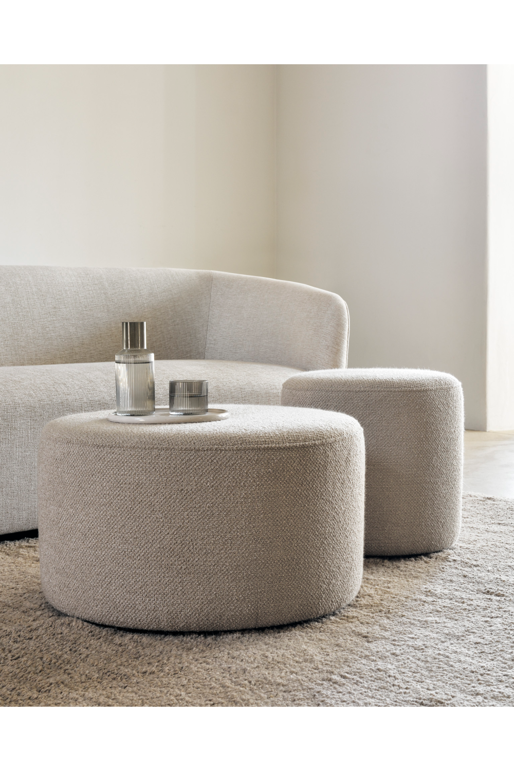 Round Fabric Pouf | Ethnicraft Barrow | Oroa.com